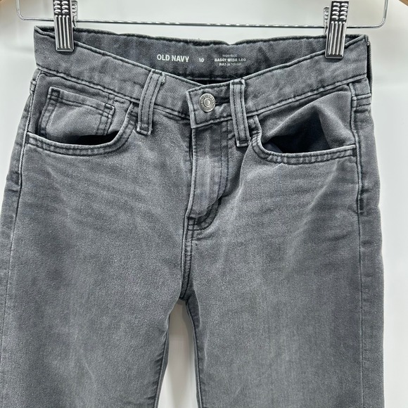 Old Navy Other - Old Navy Baggy Wide Leg Jeans Girls 10 Black Denim High Rise Built-In Tough